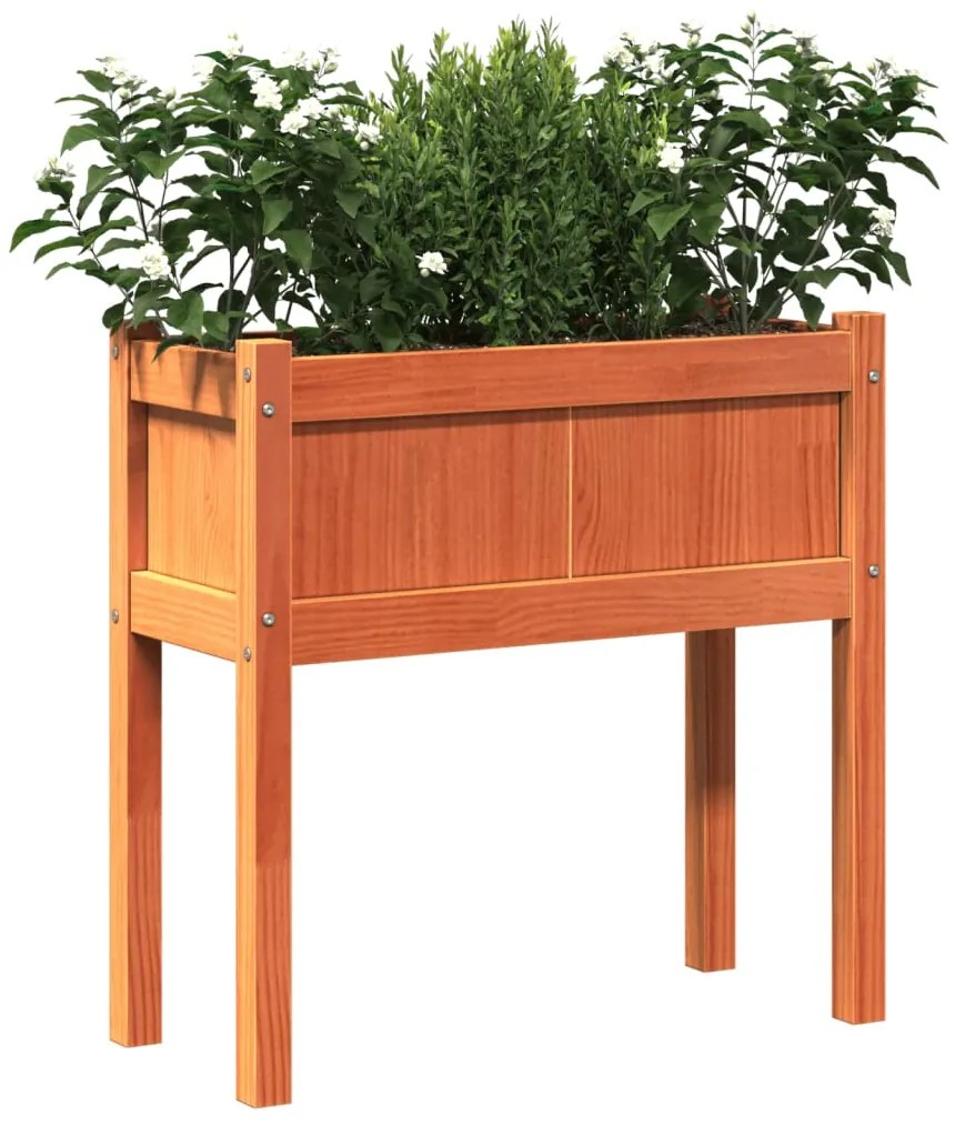 vidaXL Ζαρντινιέρες με Πόδια 2 τεμ. Καφέ Κεριού από Μασίφ Ξύλο Πεύκου