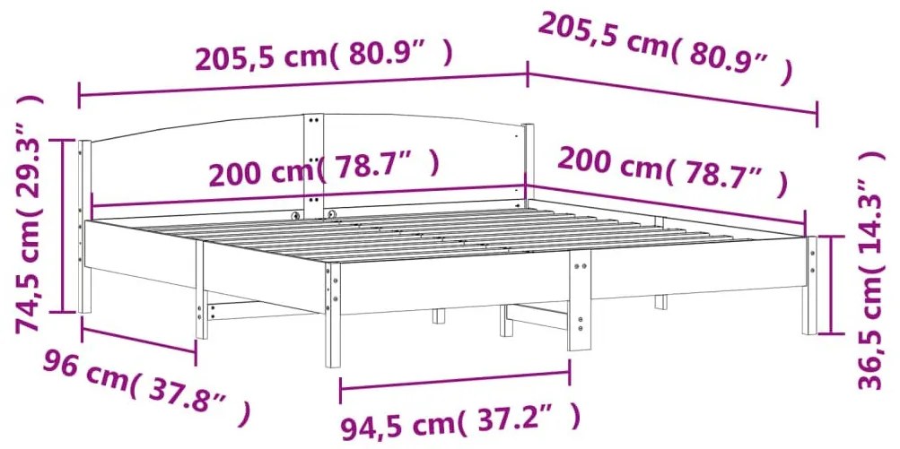 Σκελετός Κρεβ. Χωρίς Στρώμα Καφέ Κεριού 200x200 εκ Μασίφ Πεύκο - Καφέ