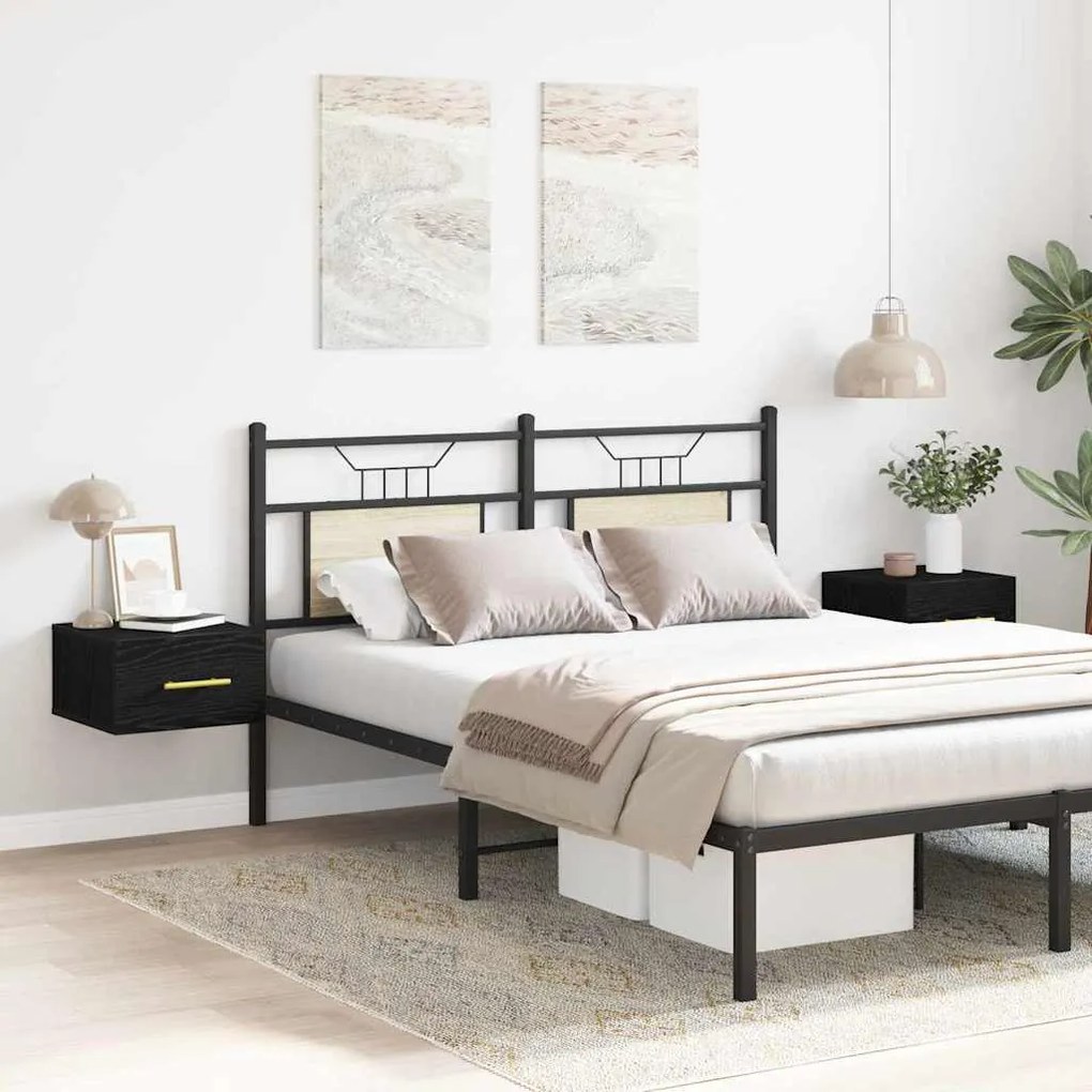 vidaXL Κομοδίνο 2 pcs Μαύρη δρυς 35 x 35 x 20 εκ Επεξεργασμένο ξύλο