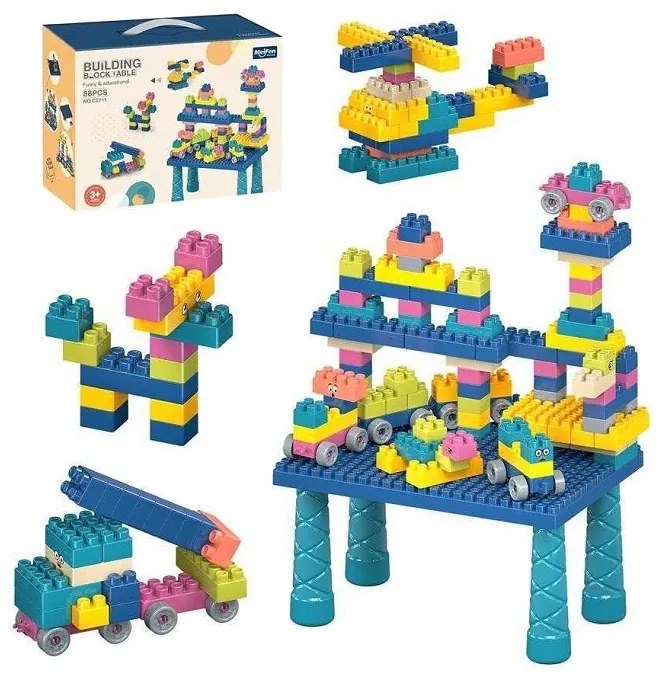 Σετ πάγκος κατασκευών DIY με τουβλάκια - C2711 - 88pcs - 117156