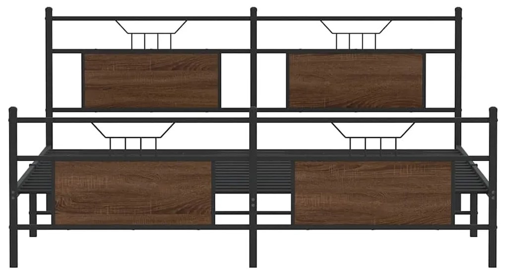 vidaXL Σκελετός Κρεβ. Χωρίς Στρώμα Καφέ Δρυς 183x213 εκ. Μεταλλικό