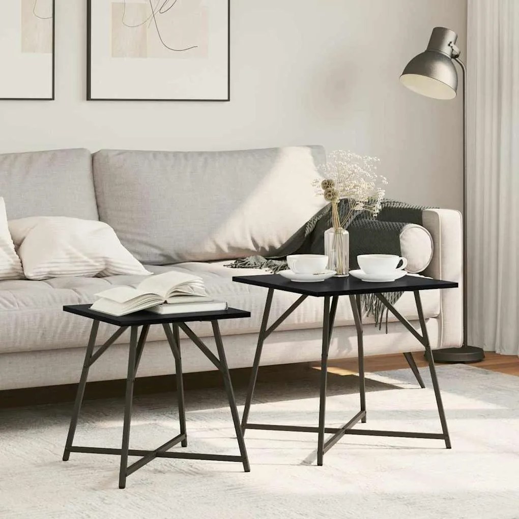vidaXL Σετ βοηθητικά τραπεζάκια 2 pcs Μαύρη δρυς 50 x 50 x 50 cm