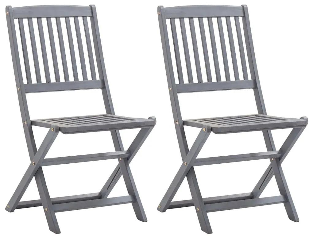 Καρέκλες Εξ. Χώρου Πτυσσόμενες 2 τεμ. Ξύλο Ακακίας &amp; Μαξιλάρια - Κρεμ