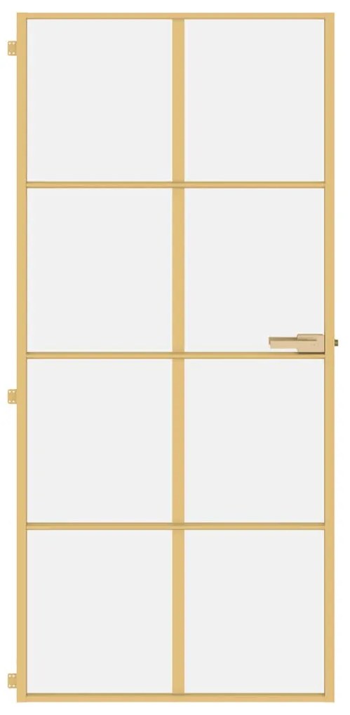 vidaXL Εσωτερική Πόρτα Χρυσή 93 x 201,5 εκ. Ψημένο Γυαλί &amp; Αλουμίνιο