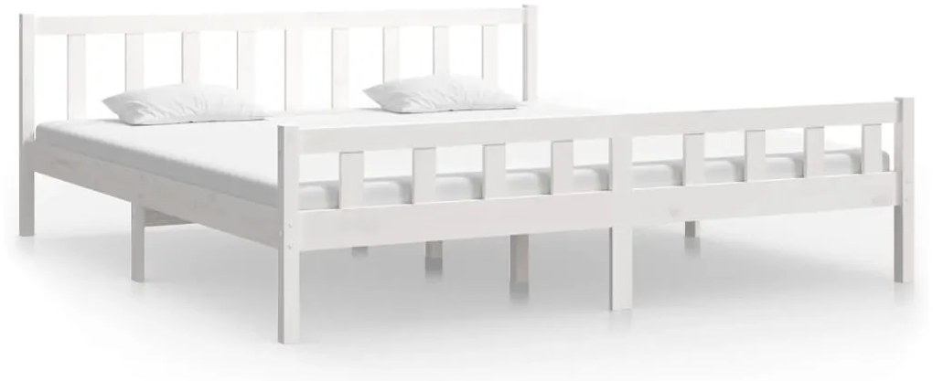 vidaXL Πλαίσιο Κρεβατιού Λευκό 160 x 200 εκ. από Μασίφ Ξύλο