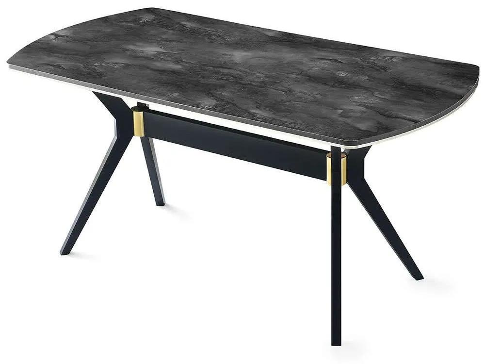 Τραπέζι Ikon 974NMB1151 180x90x77cm Black-Gold Πλαστικό,Mdf