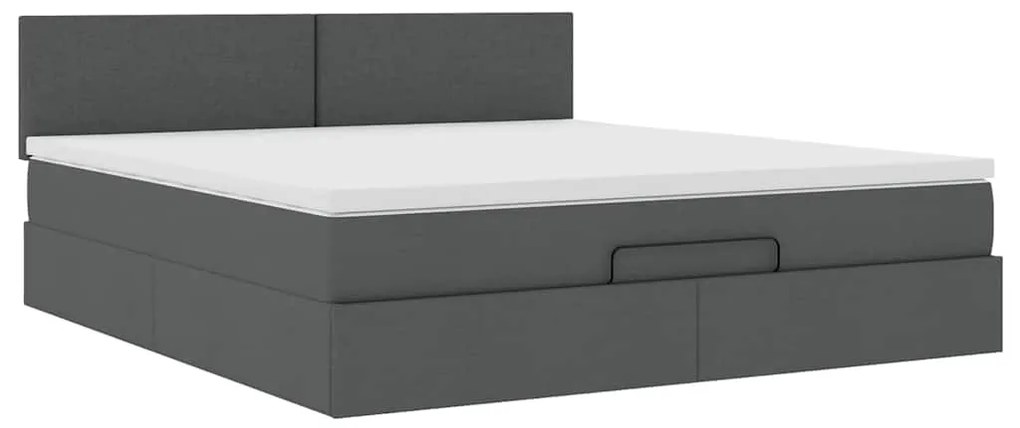 vidaXL Οθωμανικό κρεβάτι με στρώμα σκούρο γκρι 160x200cm ύφασμα