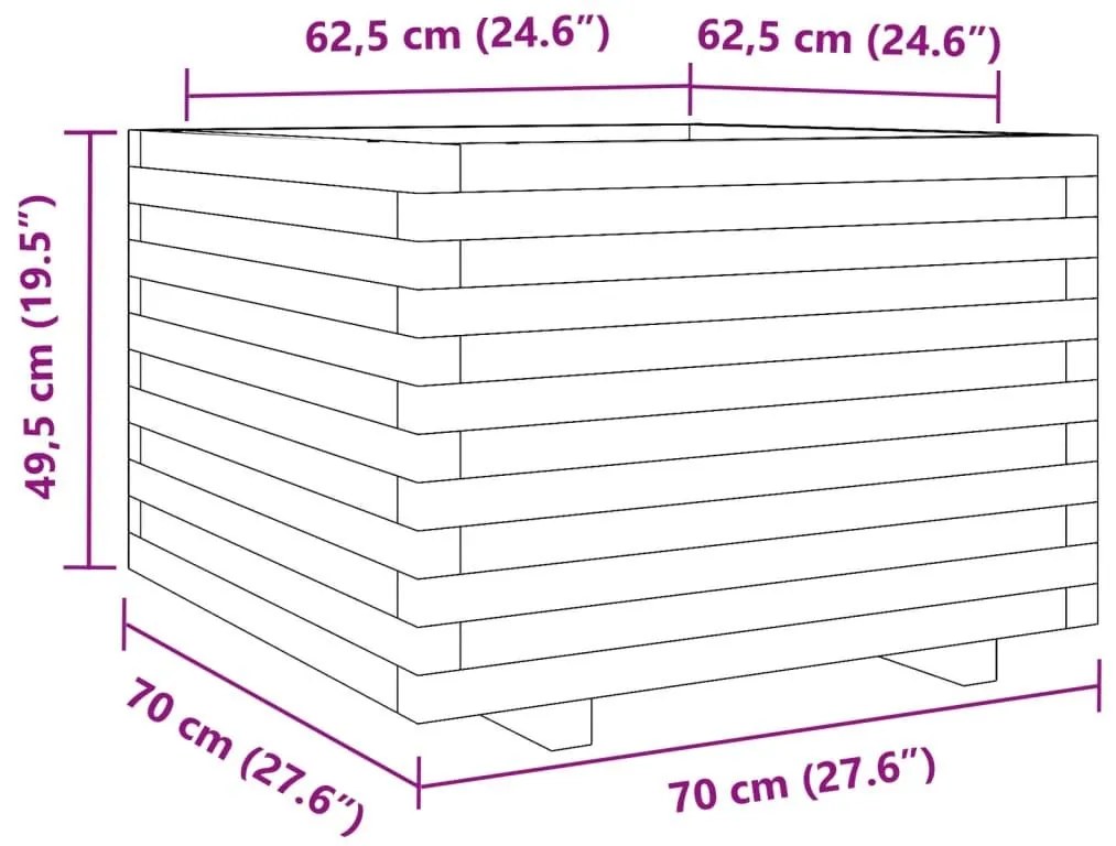 Ζαρντινιέρα Κήπου 70x70x49,5 εκ. από Εμποτισμένο Ξύλο Πεύκου - Καφέ