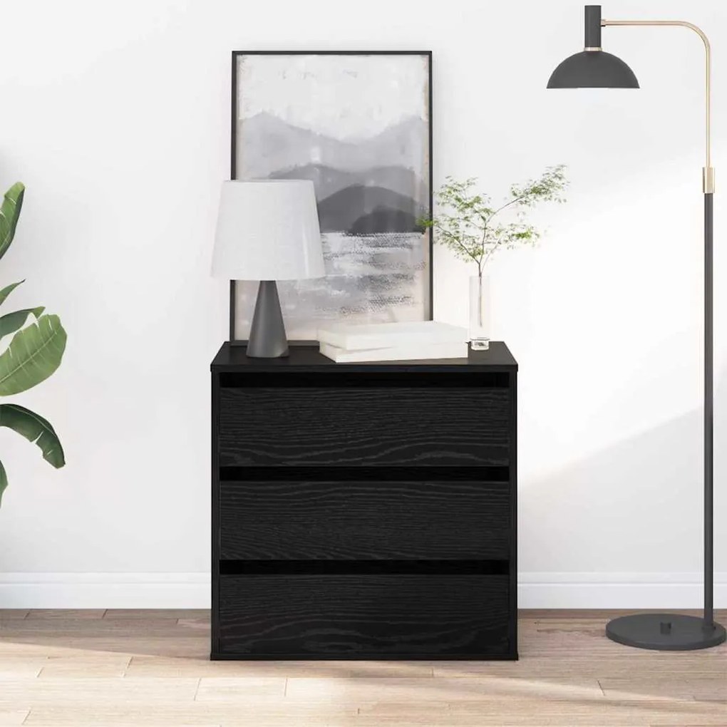 vidaXL Κουτί με Συρτάρια Μαύρη δρυς 60 x 41 x 58 cm Επεξεργασμένο ξύλο