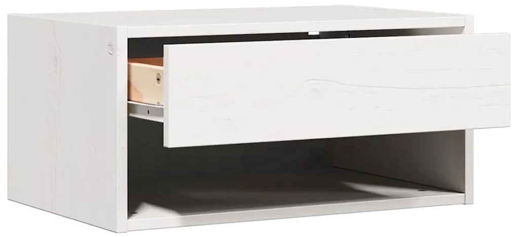 vidaXL Κομοδίνο με συρτάρι Λευκό 50 x 32.5 x 24 εκ Μασίφ ξύλο πεύκου