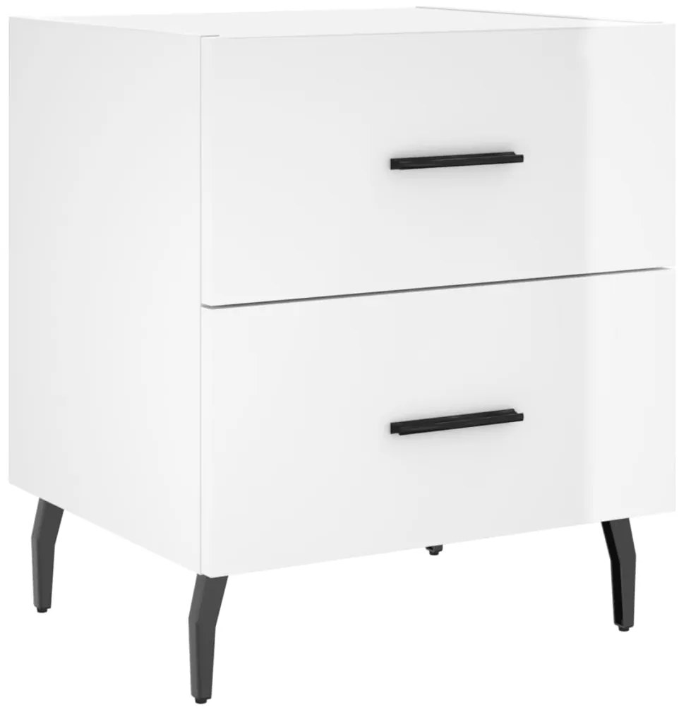 vidaXL Κομοδίνα 2 τεμ. Γυαλ. Λευκό 40x35x47,5 εκ. Επεξεργασμένο Ξύλο