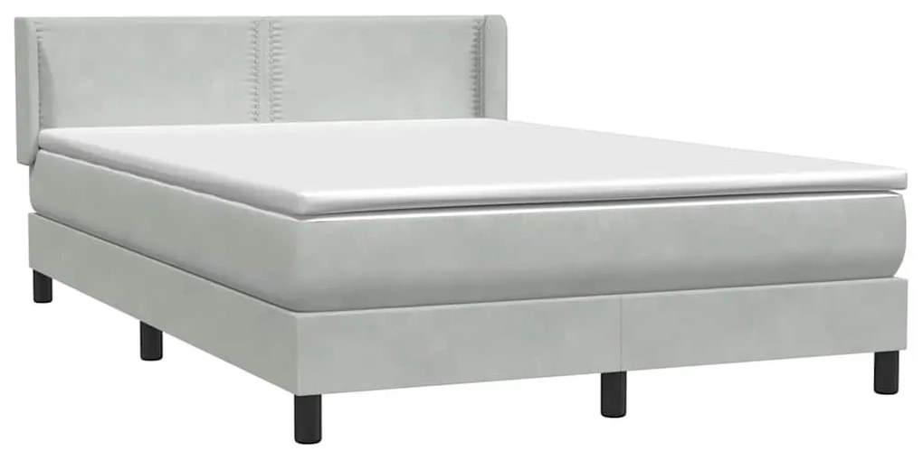 vidaXL Κρεβάτι Boxspring με Στρώμα Ανοιχτό Γκρι 140x220 εκ. Βελούδινο