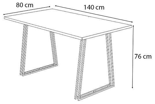 Τραπέζι κουζίνας/σαλονιού Gable Megapap μεταλλικό - μελαμίνης χρώμα μαύρο - sonoma 140x80x76εκ. - Μέταλλο - GP028-0069,1