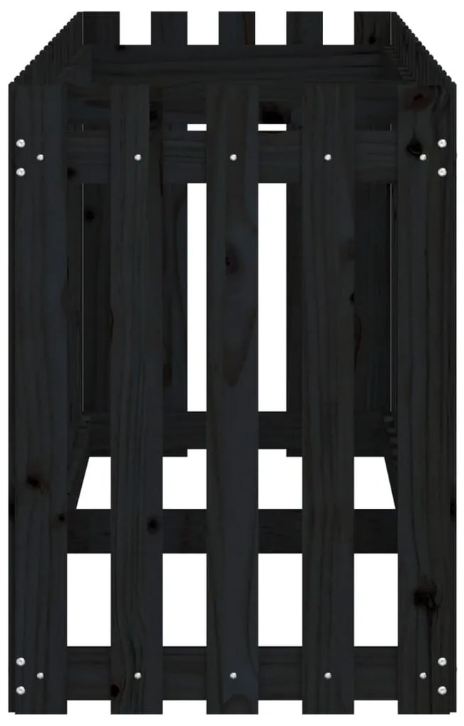 vidaXL Ζαρντινιέρα με Σχέδιο Φράχτη Μαύρη 200x50x70 εκ. Μασίφ Πεύκο