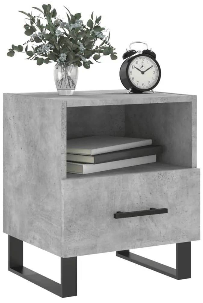 vidaXL Κομοδίνα 2 τεμ. Γκρι Σκυροδεμ. 40 x 35 x 47,5 εκ. Επεξεργ. Ξύλο