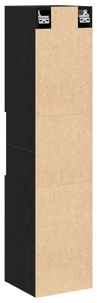 vidaXL Ντουλάπι Τοίχου Μπάνιου Μαύρο Δρυς 30x30x130 εκ από Ξύλο