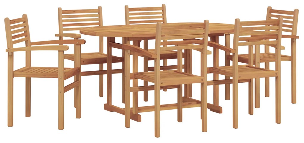 vidaXL Σέτ φαγητού για κήπο 7 pcs Καστανό Μασίφ ξύλο teak