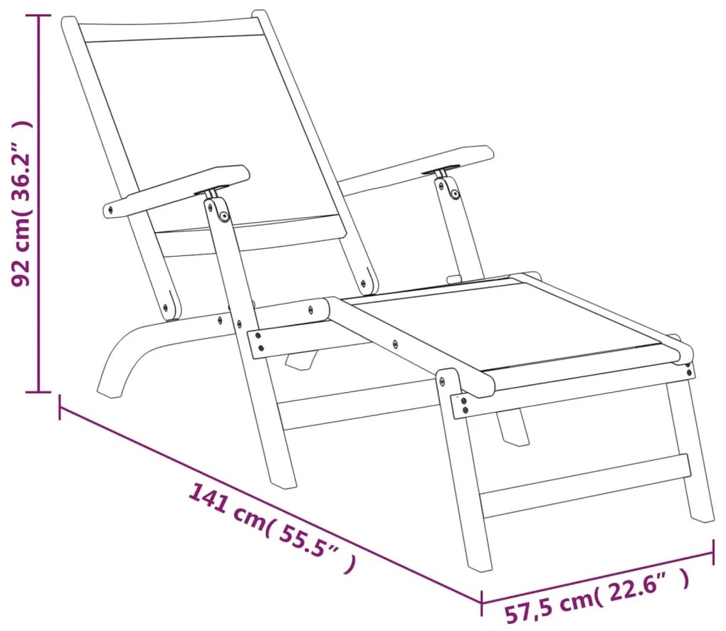 vidaXL Ξαπλώστρες Εξ. Χώρου 2 τεμ. Μασίφ Ξύλο Ακακίας &amp; Textilene