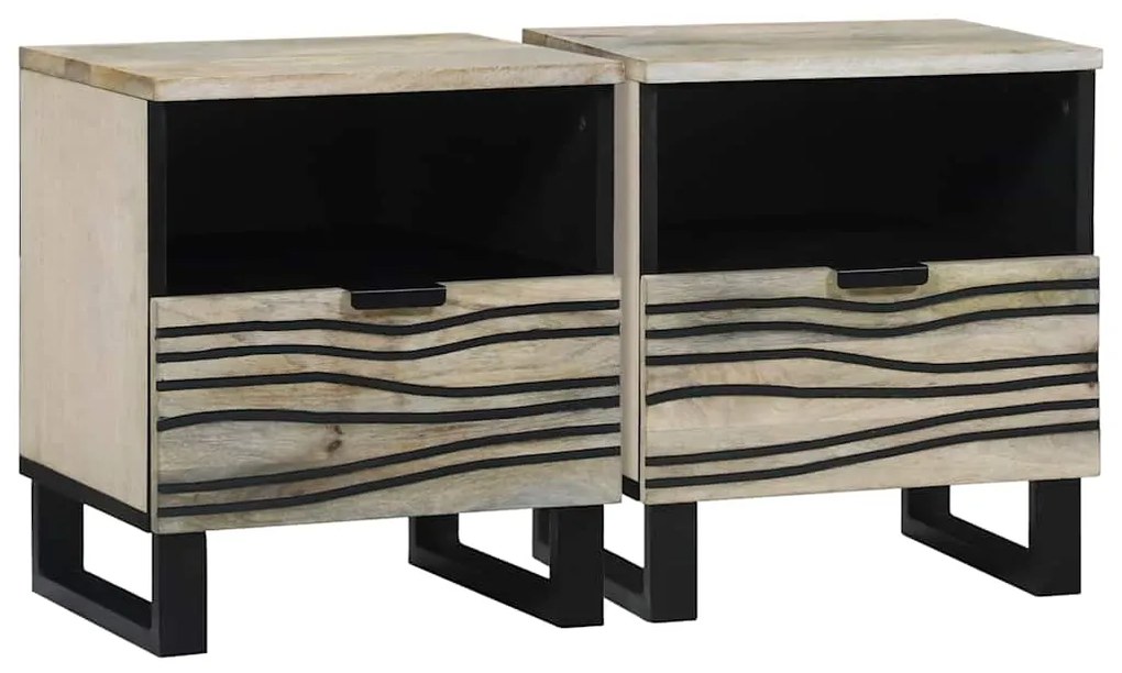 vidaXL Κομοδίνο με συρτάρι 2 pcs Λευκό και μαύρο 40 x 33 x 46 εκ.