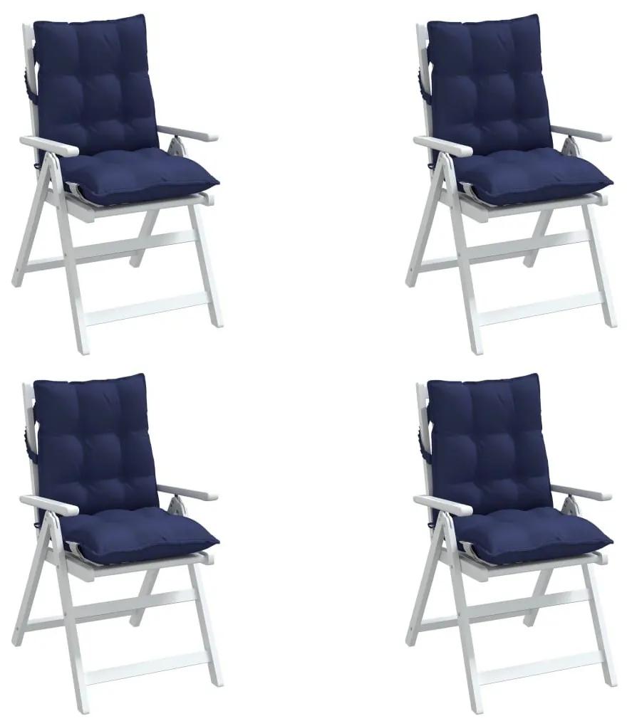 Μαξιλάρια Καρέκλας Χαμηλή 4 τεμ. Ναυτικό Μπλε Ύφασμα Oxford - Μπλε