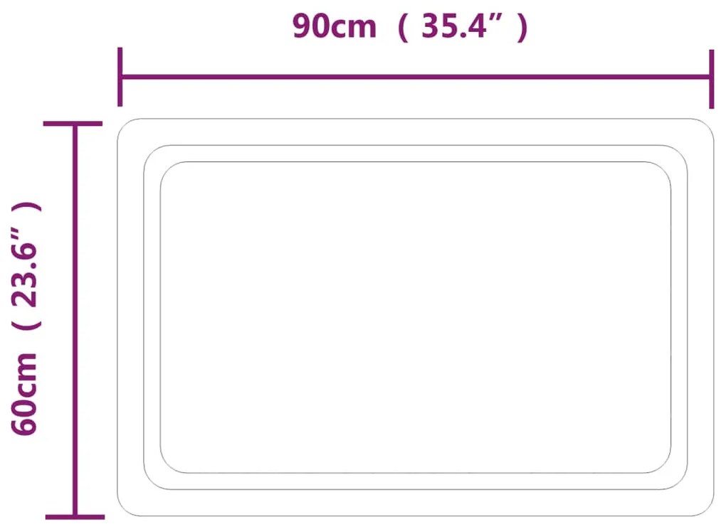 vidaXL Καθρέφτης Μπάνιου με LED 60x90 εκ.
