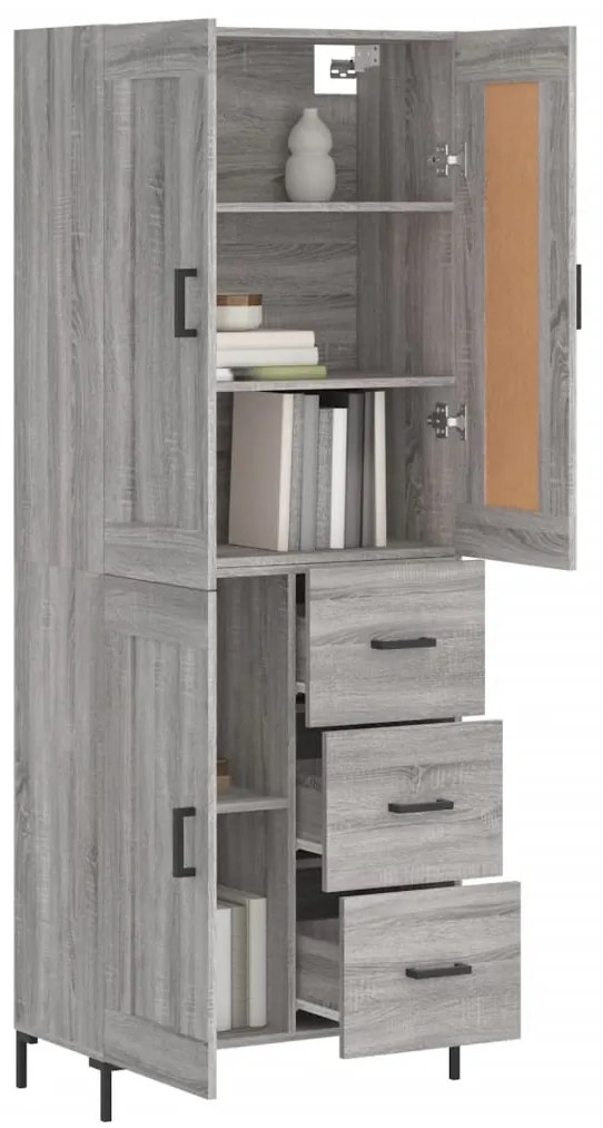 vidaXL Ντουλάπι Γκρι Sonoma 69,5 x 34 x 180 εκ. Επεξεργασμένο Ξύλο