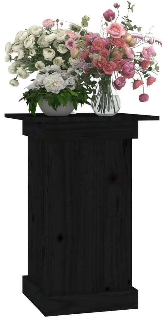 Βάση Λουλουδιών Μαύρη 50x27x10 εκ. από Μασίφ Ξύλο Πεύκου - Μαύρο