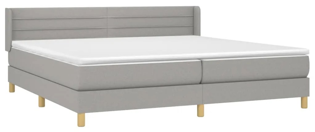 Κρεβάτι Boxspring με Στρώμα Ανοιχτό Γκρι 200x200 εκ. Υφασμάτινο - Γκρι