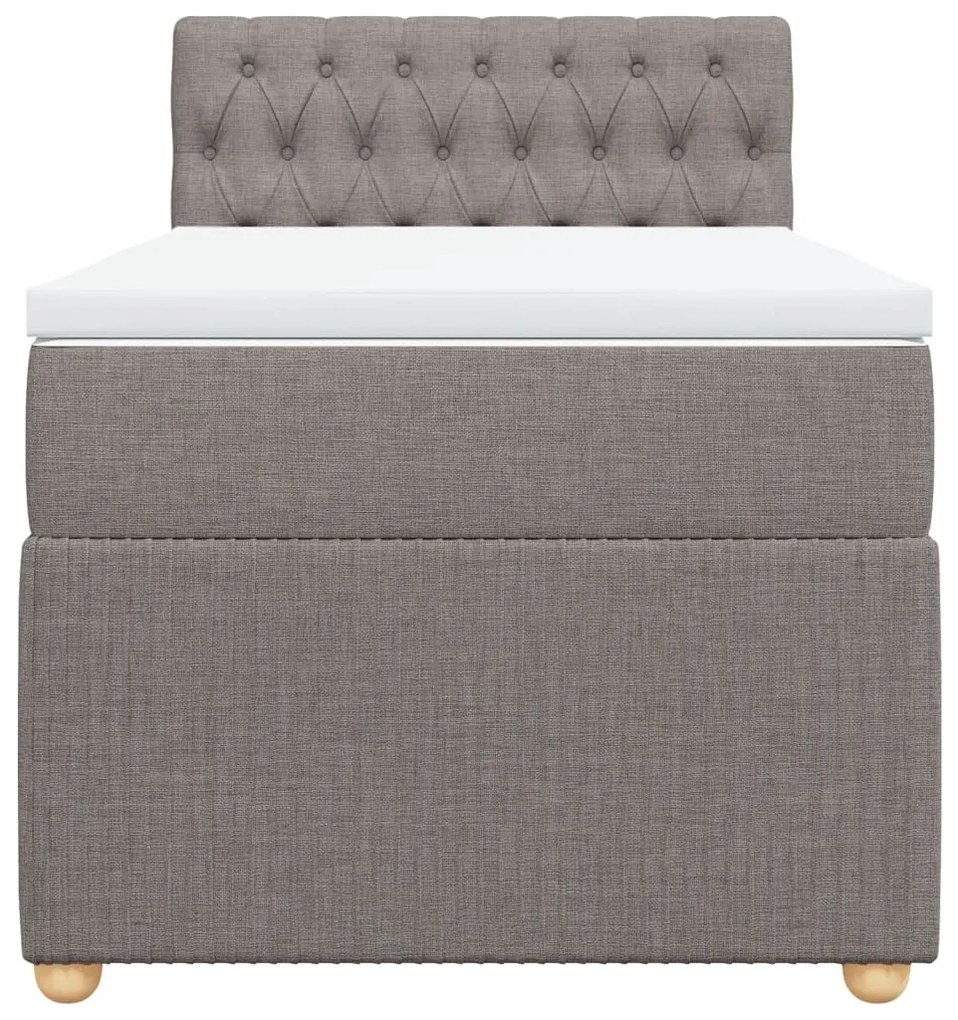 Κρεβάτι Boxspring με Στρώμα Taupe 90x200 εκ. Υφασμάτινο - Μπεζ-Γκρι