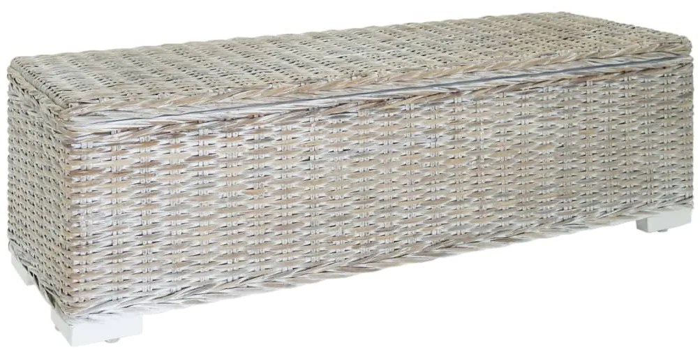 Κουτί Αποθήκευσης Λευκό 110 εκ Φυσικό Ρατάν Kubu & Μασίφ Μαόνι