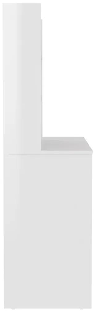 Έπιπλο Μακιγιάζ με Φωτισμό LED Λαμπερό Λευκό 100x40x135 εκ. MDF - Λευκό