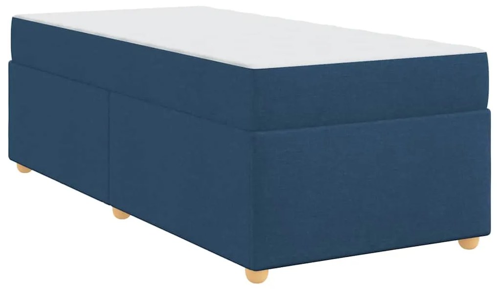 vidaXL Σκελετός Κρεβατιού με στρώμα Μπλε 90 x 190 cm ύφασμα