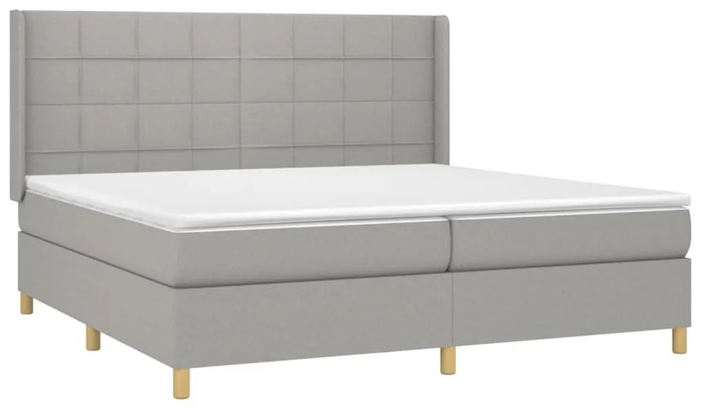 Κρεβάτι Boxspring με Στρώμα Ανοιχτό Γκρι 200x200 εκ. Υφασμάτινο - Γκρι