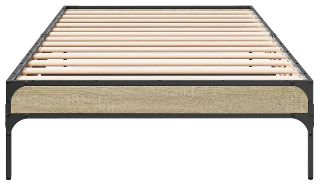 vidaXL Πλαίσιο Κρεβατιού Sonoma Δρυς 100x200 εκ. Επεξ. Ξύλο &amp; Μέταλλο