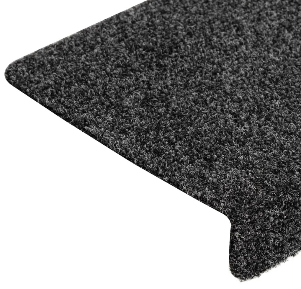 vidaXL Πατάκια Σκαλιών Αυτοκόλλητα 15 τεμ. Γκρι Ορθογώνια Άκρη 65x21x4 εκ.