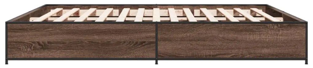 vidaXL Πλαίσιο Κρεβατιού Καφέ Δρυς 200x200 εκ. Επεξ. Ξύλο &amp; Μέταλλο