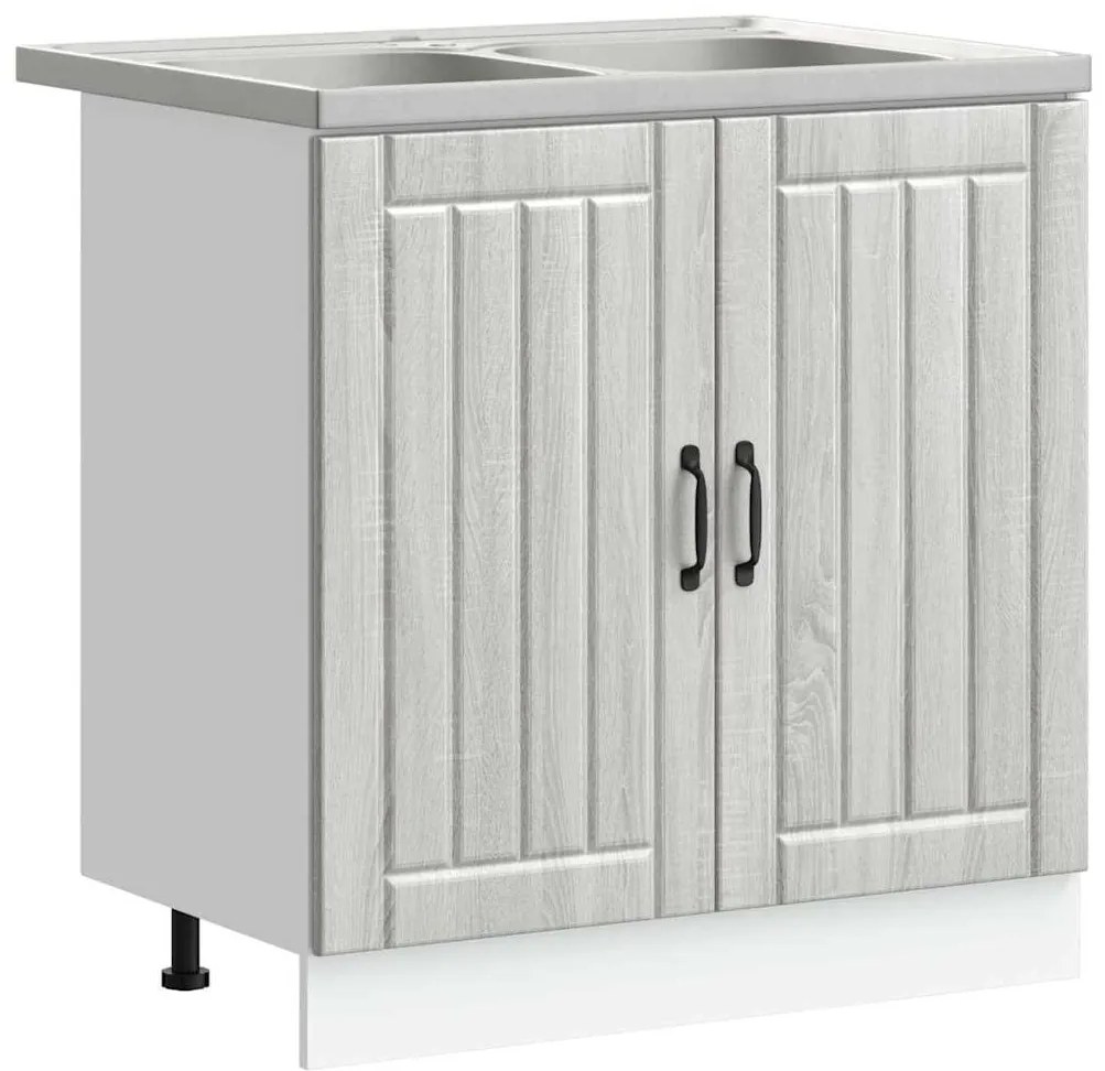 vidaXL Ντουλάπα Κουζίνας με πόρτα 2 pcs Ανοιχτό γκρι 80 x 46 x 81.5 εκ