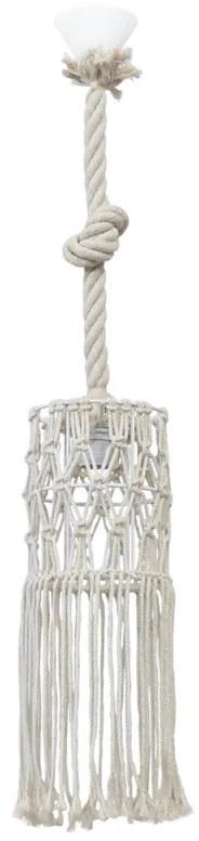 Φωτιστικό Οροφής Mac-02 Φ15 1/L Macrame 31-1063 White Heronia Rope, Metal