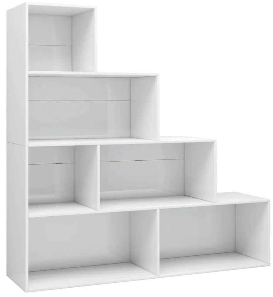 Βιβλιοθήκη/Διαχωριστικό Γυαλιστ.Λευκό 155x24x160 εκ Μοριοσανίδα - Λευκό