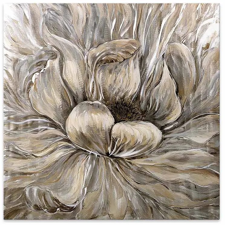 Πίνακας σε καμβά "Golden Flowers" Megapap ψηφιακής εκτύπωσης 100x100x3εκ.-GP033-0030