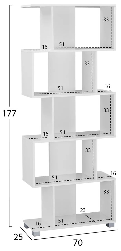 ΒΙΒΛΙΟΘΗΚΗ ΜΕΛΑΜΙΝΗΣ HM2385.04 ΛΕΥΚΗ 70x25x177 εκ. - 0520998 - 0520998