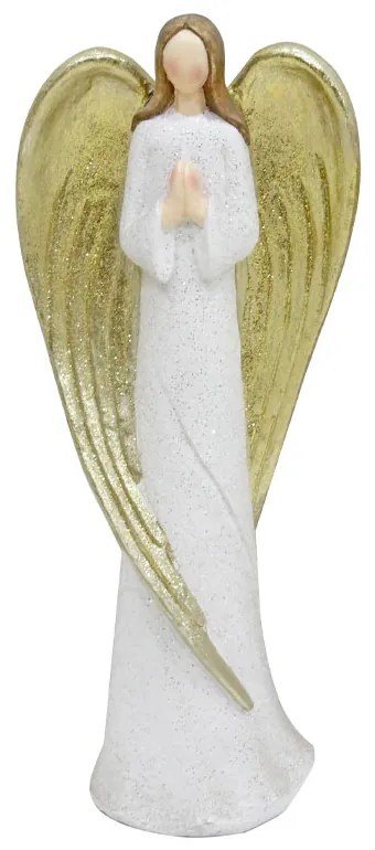 XMAS ANGEL FAITH A ΑΓΓΕΛΟΣ POLYRESIN ΛΕΥΚΟ ΧΡΥΣΟ 31x20xH77cm