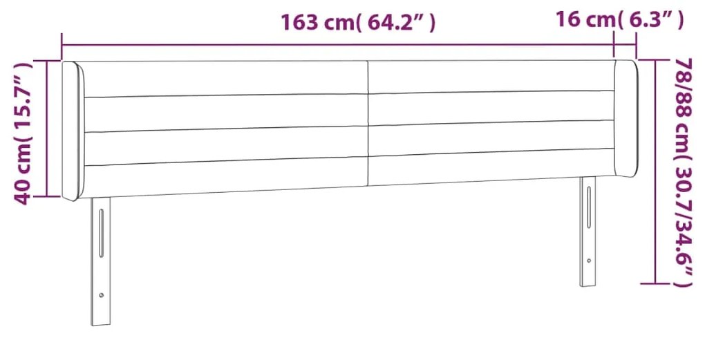 Κεφαλάρι Κρεβατιού LED Μαύρο 163x16x78/88 εκ. Βελούδινο 3123432