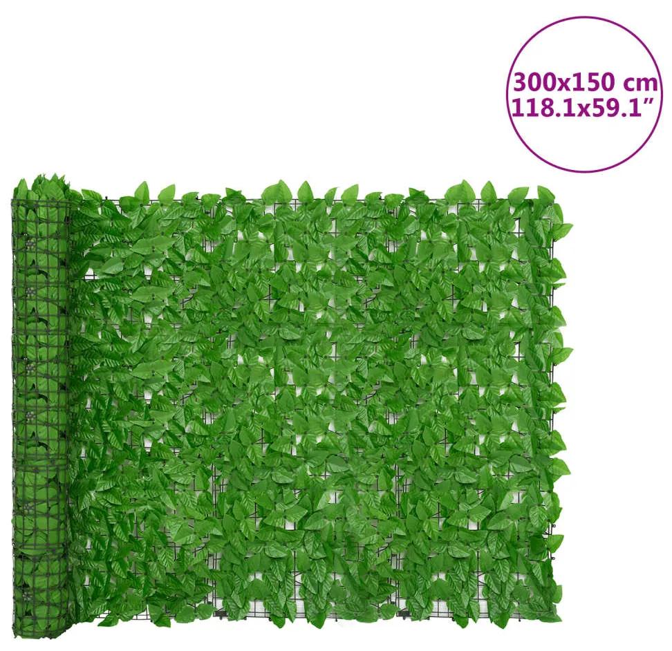 vidaXL Διαχωριστικό Βεράντας με Φύλλα Πράσινο 300 x 150 εκ.