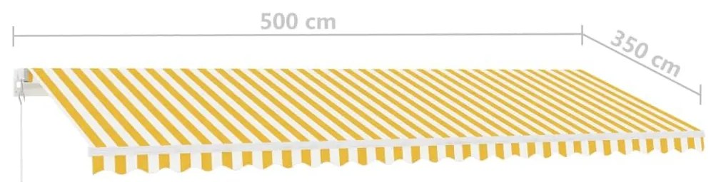 Τέντα Συρόμενη Χειροκίνητη Ανεξάρτητη Κίτρινο/Λευκό 500x350εκ. - Κίτρινο