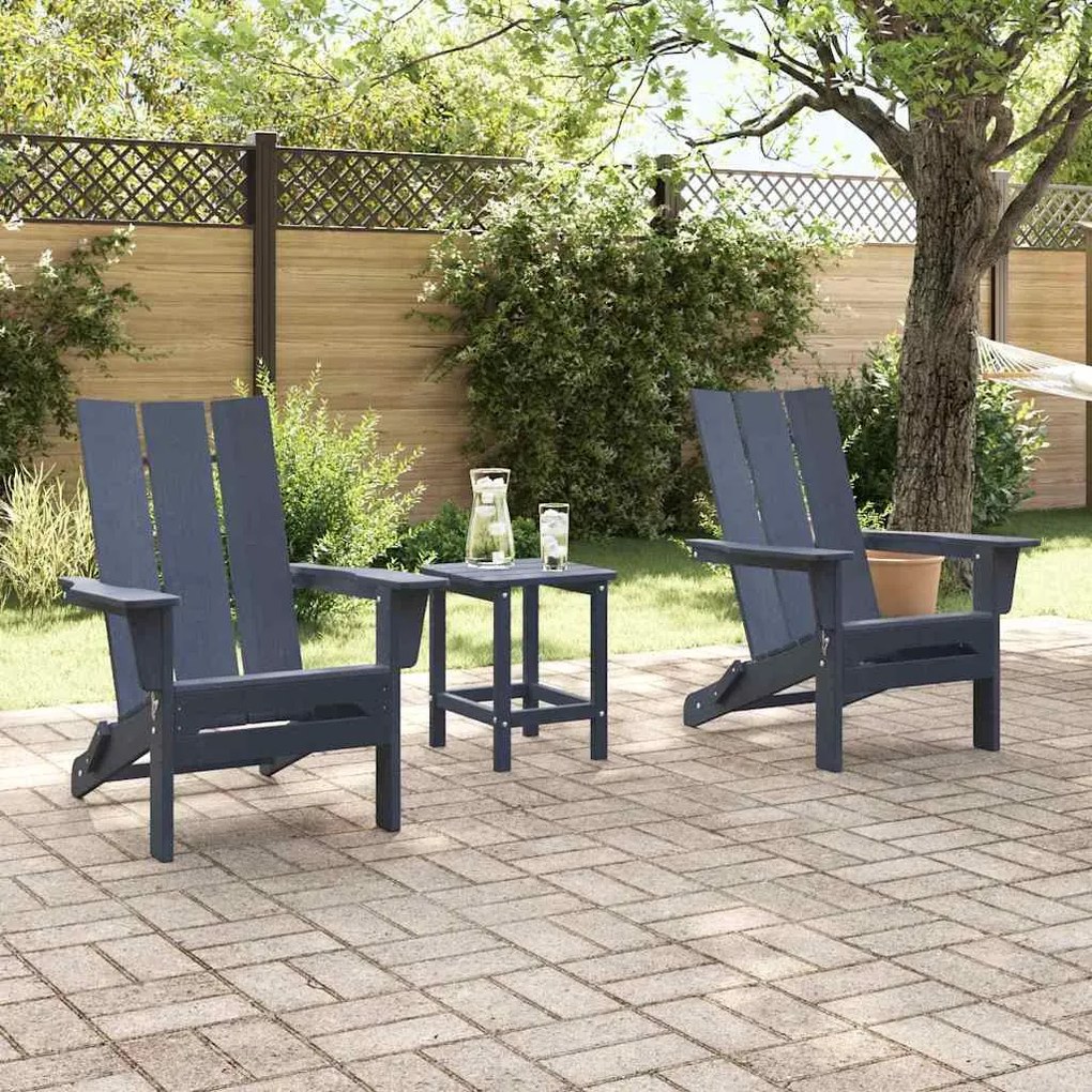 vidaXL Έπιπλα Χαλάρωσης Κήπου 3 pcs Ναυτικό μπλε 38 x 38 x 46cm