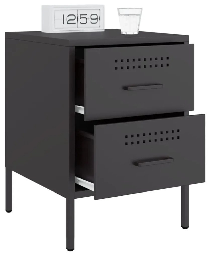 vidaXL Κομοδίνα 2 τεμ. Μαύρα 36x39x50,5 εκ. Χάλυβα