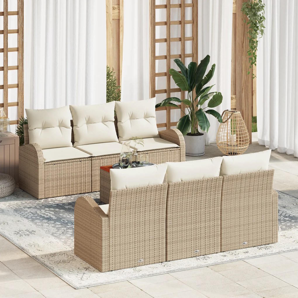 vidaXL Σετ Καναπέ Κήπου 7 pcs Beige, λευκό Μεσαίο