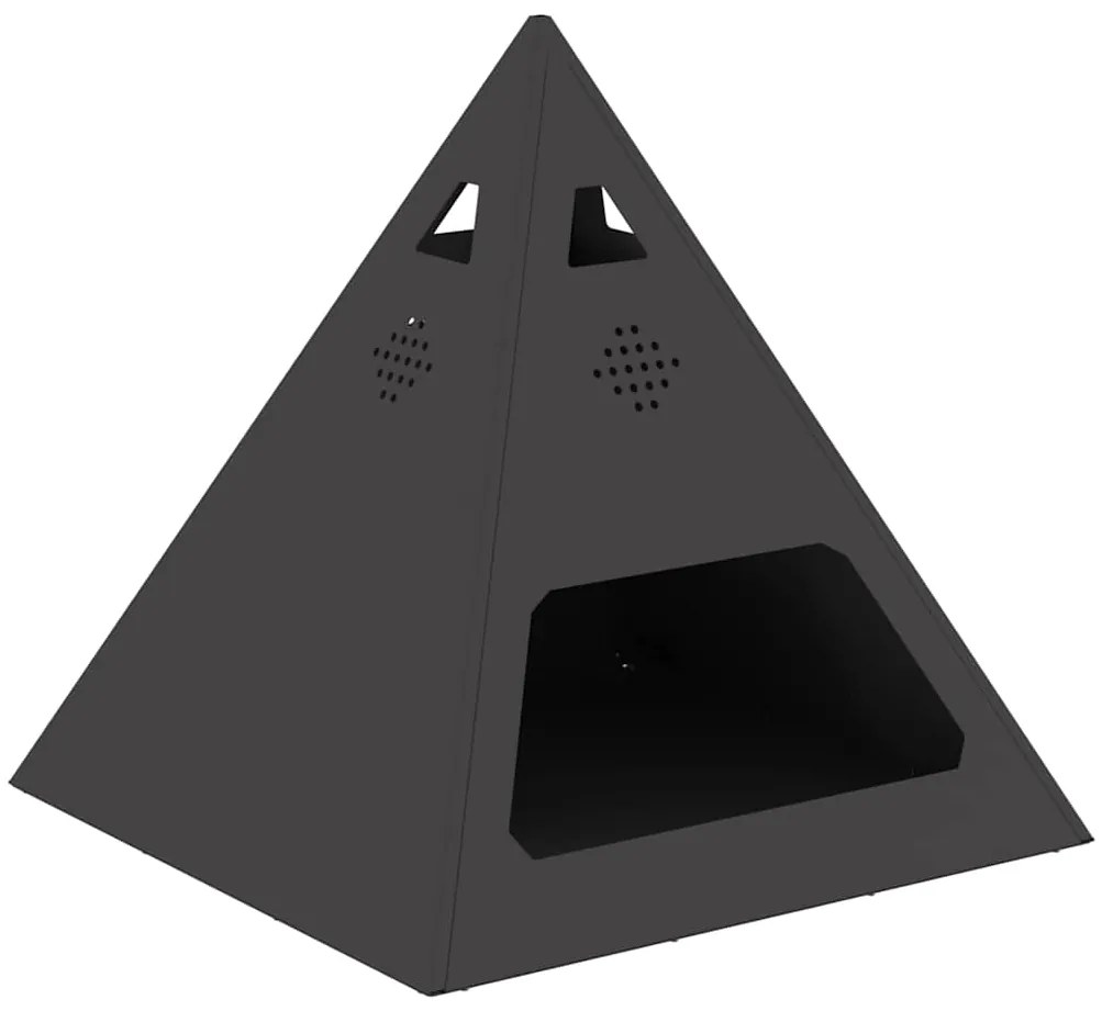 vidaXL Μπάρμπεκιου Πυραμίδα Μαύρη 50x50x51 εκ Ατσάλι