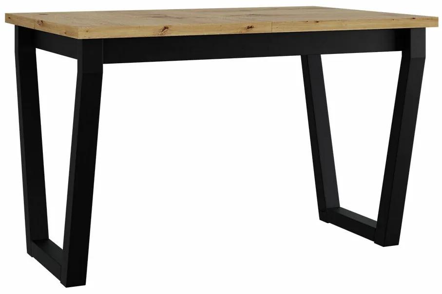 Τραπέζι Victorville 301, Μαύρο, Artisan βελανιδιά, 75x80x140cm, 38 kg, Επιμήκυνση, Πλαστικοποιημένη μοριοσανίδα, Μέταλλο | Epipla1.gr